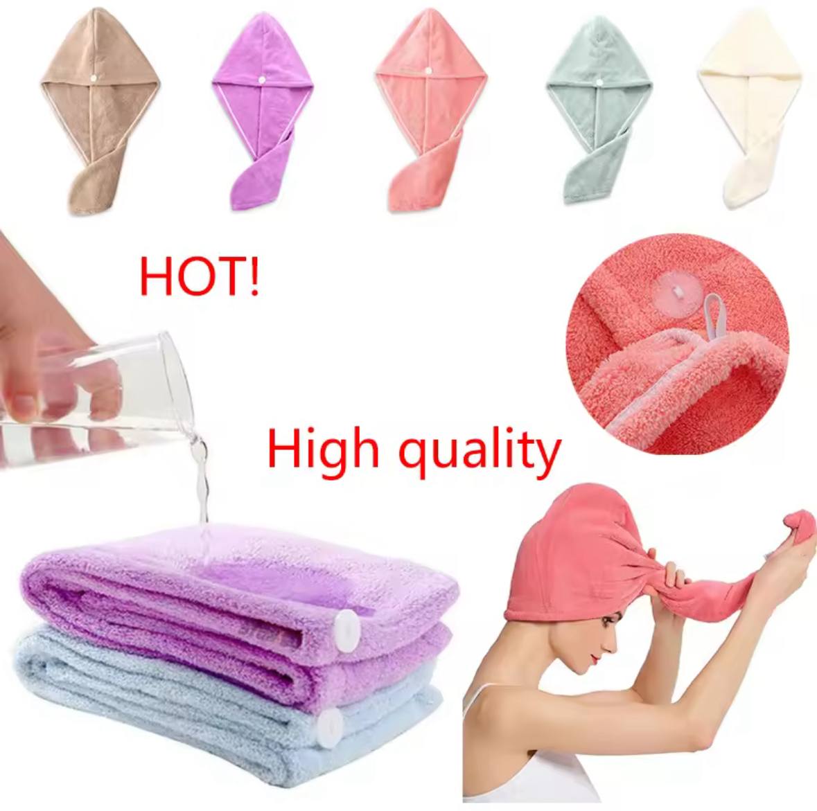 Super Absorbent Hair Towel Wrap – Quick-Dry, Frizz-Free & Secure Fit